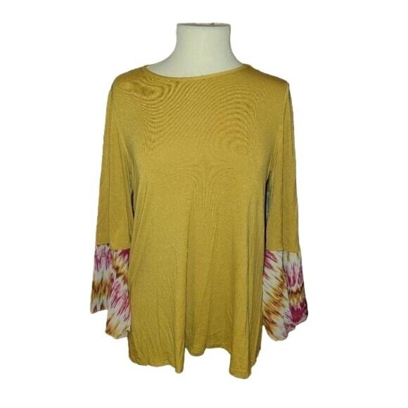Elliott & Vine Large Soft Flowy Mustard Yellow Shirt - Picture 1 of 3